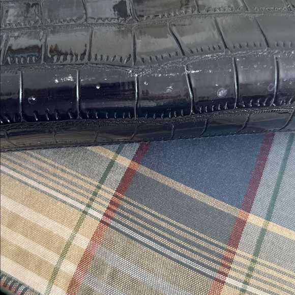 ESTEE LAUDER Navy Croc Faux Patent Leather Large Square Case Zipper Bag NEW - Picture 13 of 13